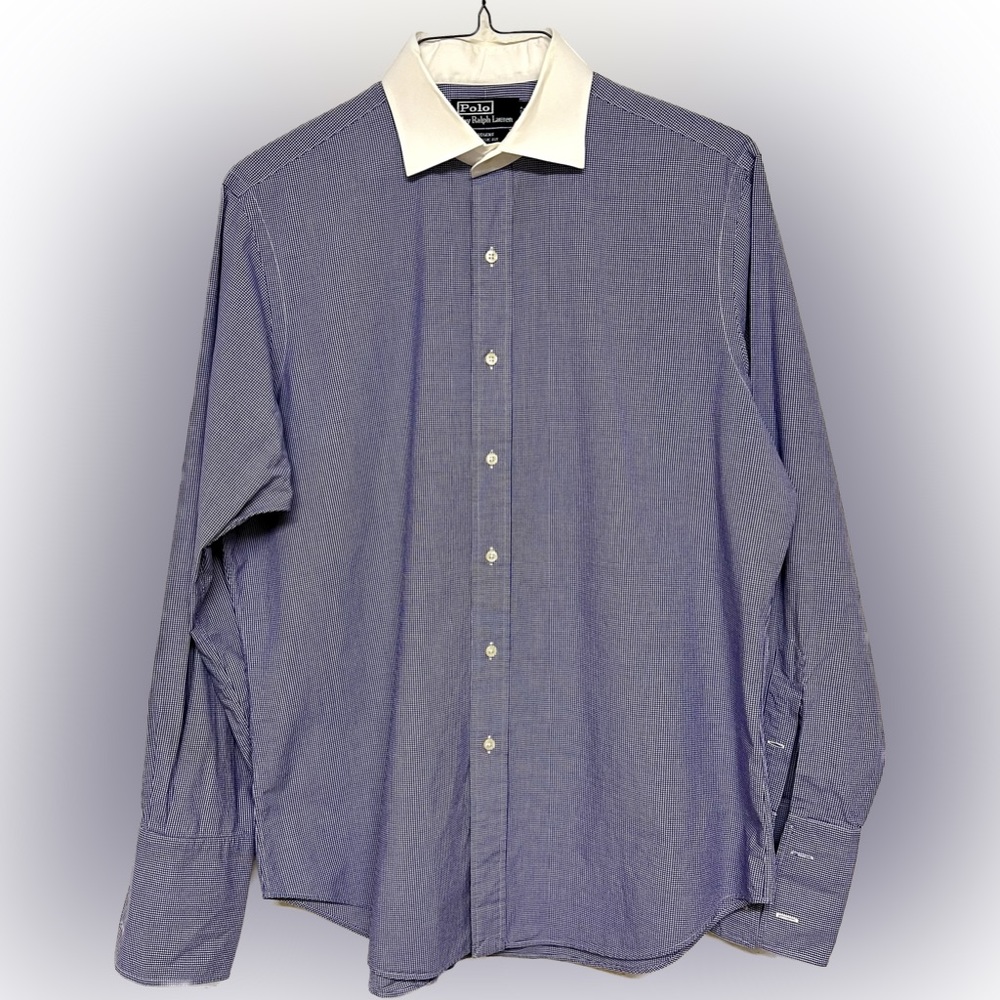 Polo Blue/White Small Checkered Button Down - Regent Classic Fit - Picture 10 of 11